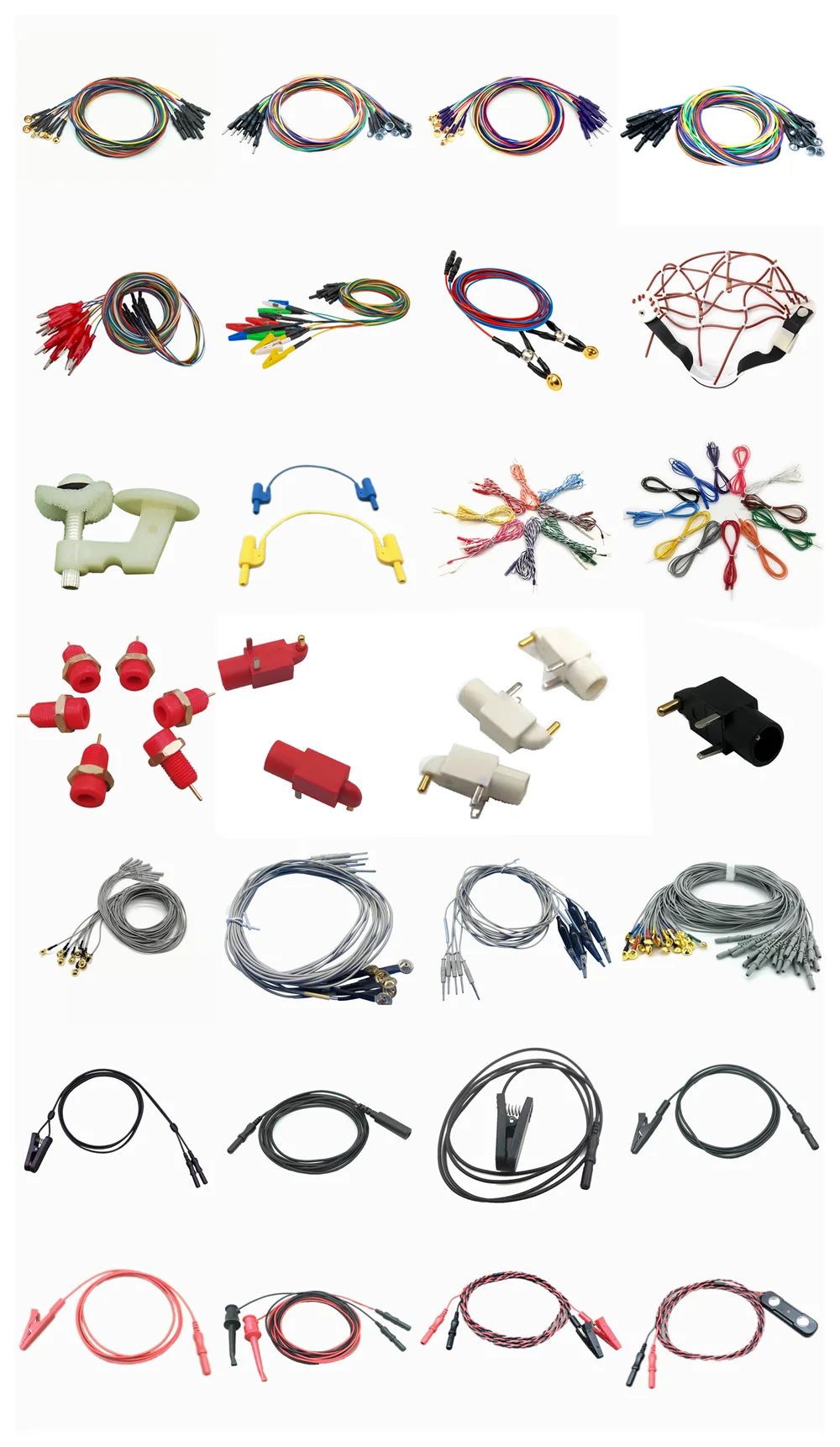 2 Stück wiederverwendbare Krokodilklemmen-Elektroden EEG-Anschlusskabel, 2,0 mm DIN-Stil, 1,5 m Doppelkabel TPU-Draht OD=1,6 mm – Detail 1
