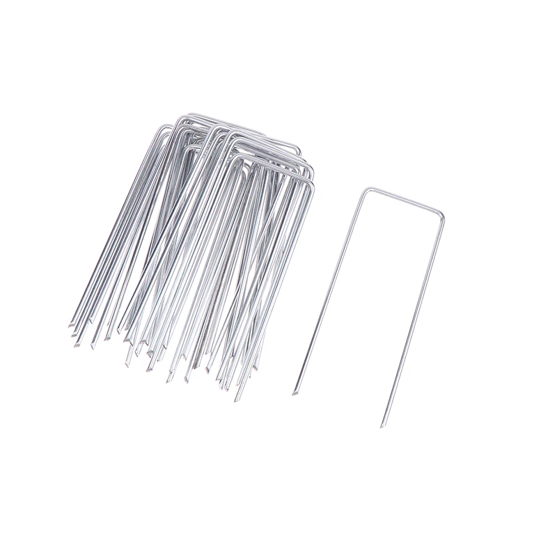 10/15cm Landscape Staples U-Shaped Garden Pins Stakes Heavy Duty Yard Lawn Tent Stakes Securing Pegs For Weed 20Pcs