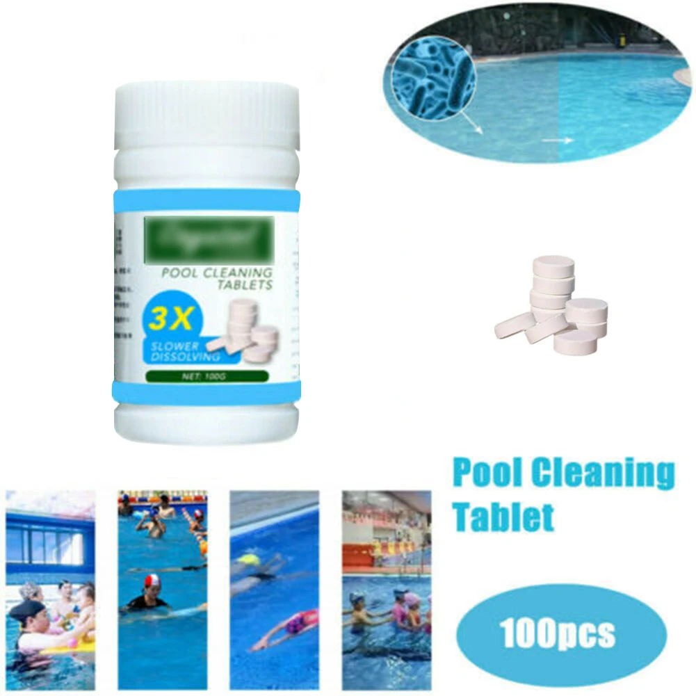100pcs/bottle Water Effervescent Cleaner Tablets Swimming Pool Cleaning Tools 
