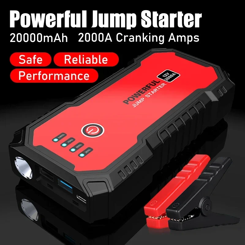 20000mAh Jump Starter 12V Portable Power Bank External Battery 2000A Starting Device Car Battery Starter Booster