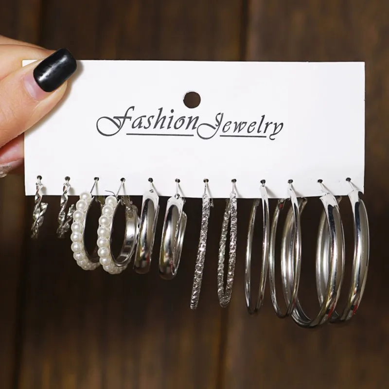 12 Pairs/set 14K Gold Color C-shaped Stud Earring Sets for Women Trendy Temperament Daily Earrings Fashion Jewelry Sets Gifts