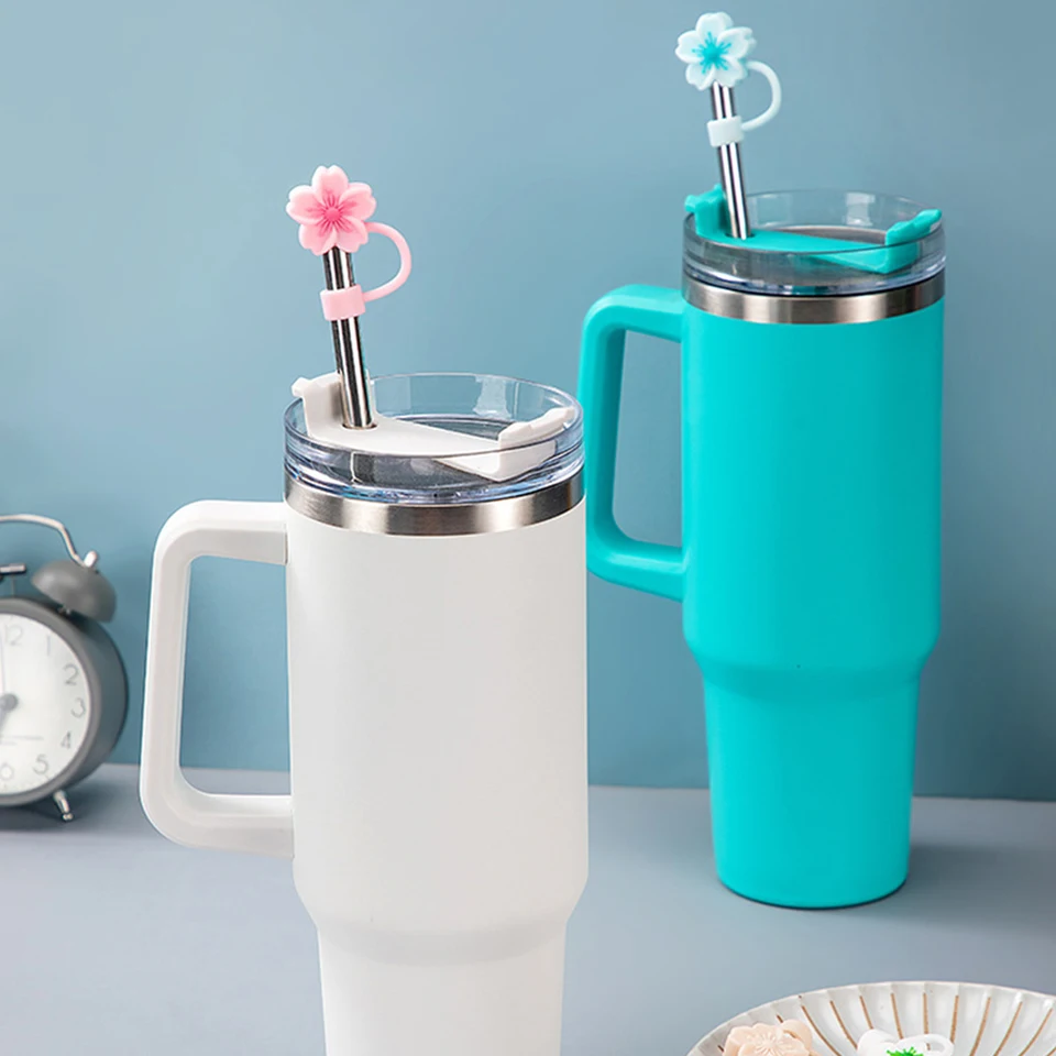 6Pcs Multi-Color Silicone Flower Straw Covers