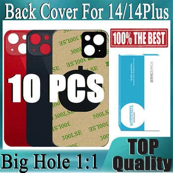 10PCS 2 in 1 Big Hole Rear Battery Back Door Glass For iPhone 14 Plus Back Cover Glass for iPhone 14 Replacement Part