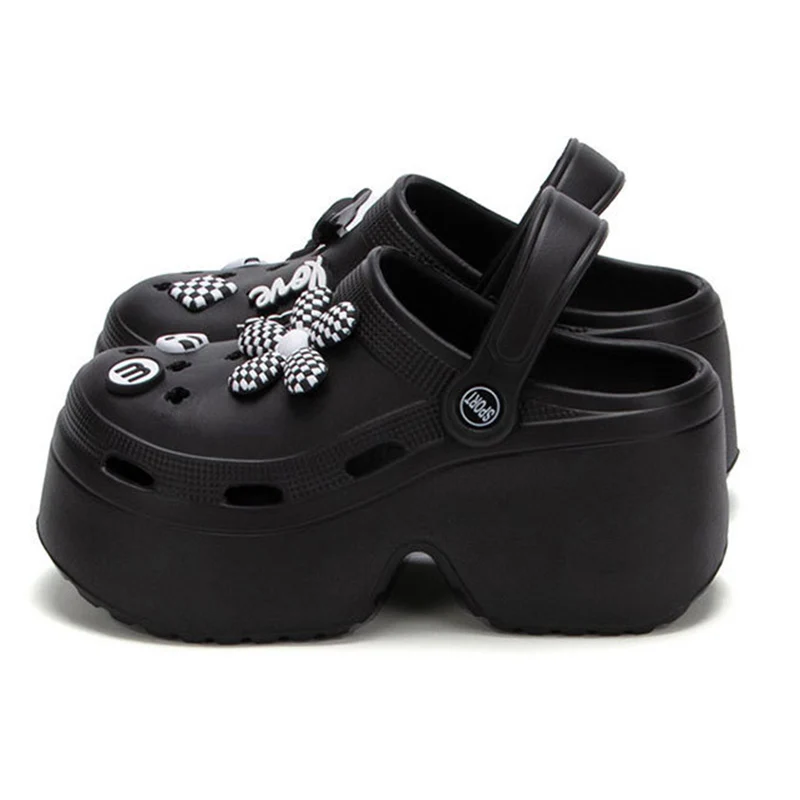 Lucyever Fashion Diy Clogs Sandals Women Summer Chunky Platform Slippers Woman Thick Bottom Closed Toe Beach Slippers Mujer women sandals