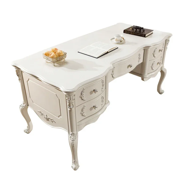 European style desk solid wood computer desk European style bookshelf combination pastoral study set combination