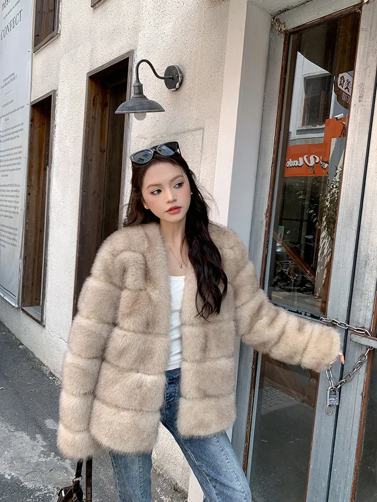 Fluffy Faux Fur Coat for Women Warm Winter Clothes Female Overcoat Plush Jacket Short Faux Fur Jacket Outerwear2023