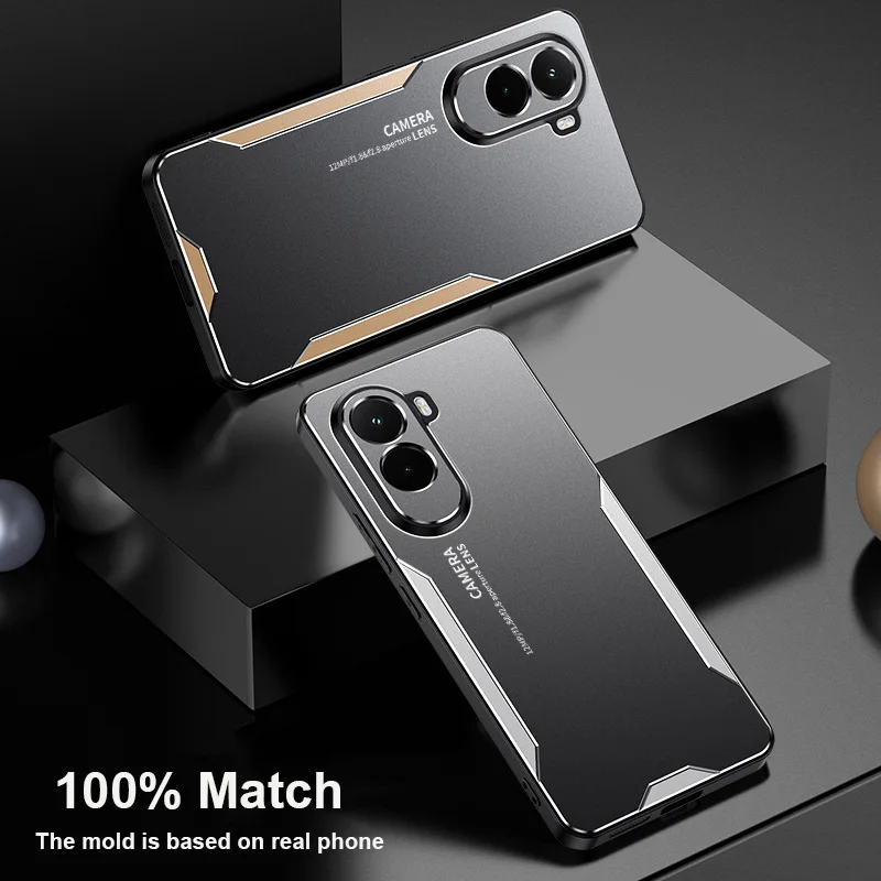 Luxury Metal Full Coverage Camera Cover Phone Case - Shockproof with Soft Bumper Skin