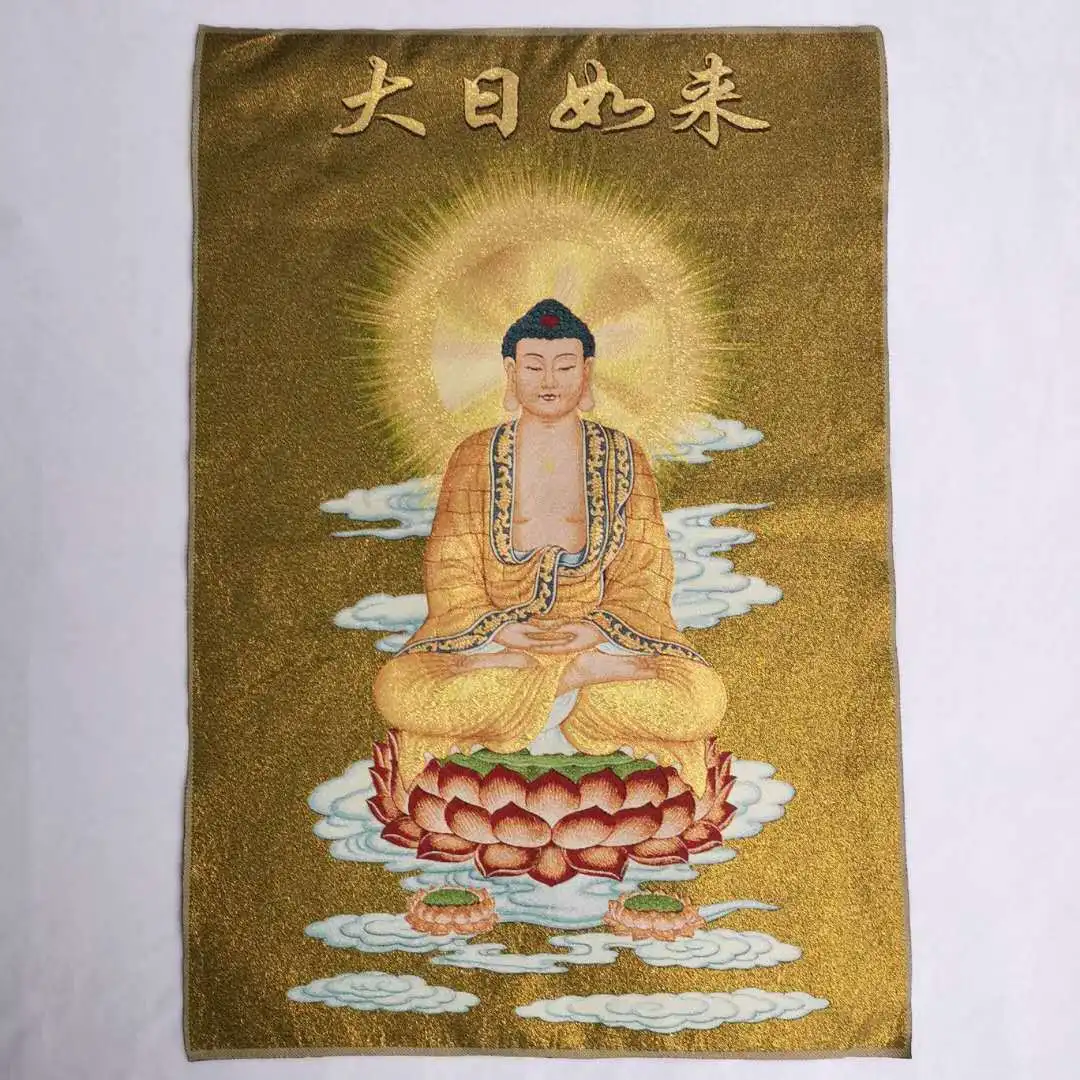 

Chinese Buddhism Cloth Silk Tathagata Buddha Tangka Thangka Mural Painting