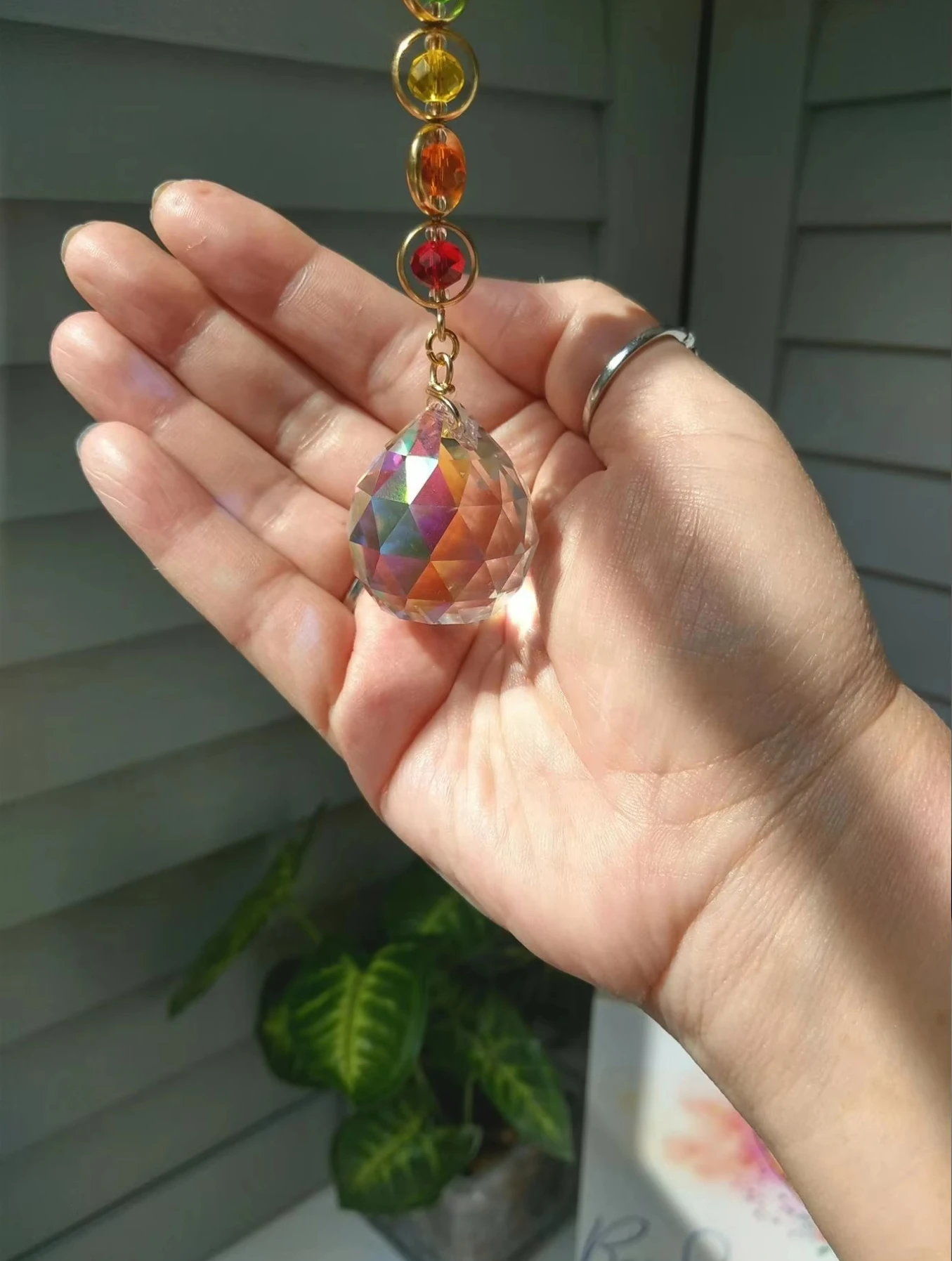 1pc Crystal Suncatcher Mobile Meditation Home Decor Rainbow Maker Prism Suncatcher (Rainbow and Fantasy) 2