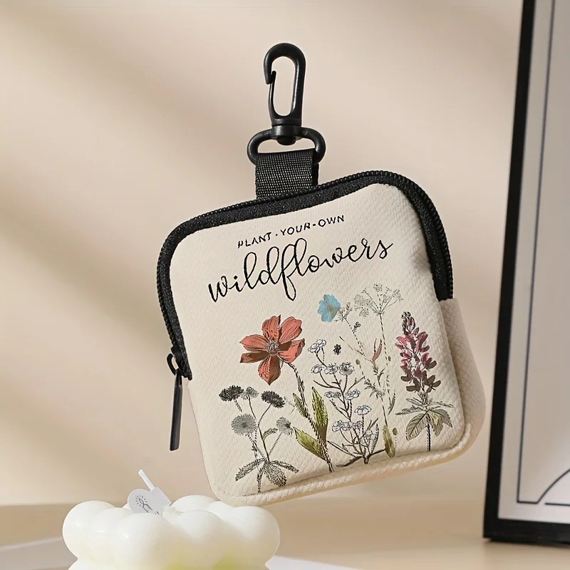 1 pc Flower pattern printing large capacity coin wallet, digital printing coin wallet storage bag, ideal choice for gifts