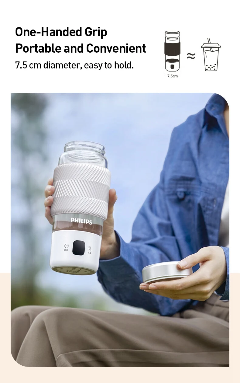 Philips Portable Electric Kettle 2-in-1 Water Boiling/Health Cup 4 Temperature Settings 400ML Portable Water Boiling Cup