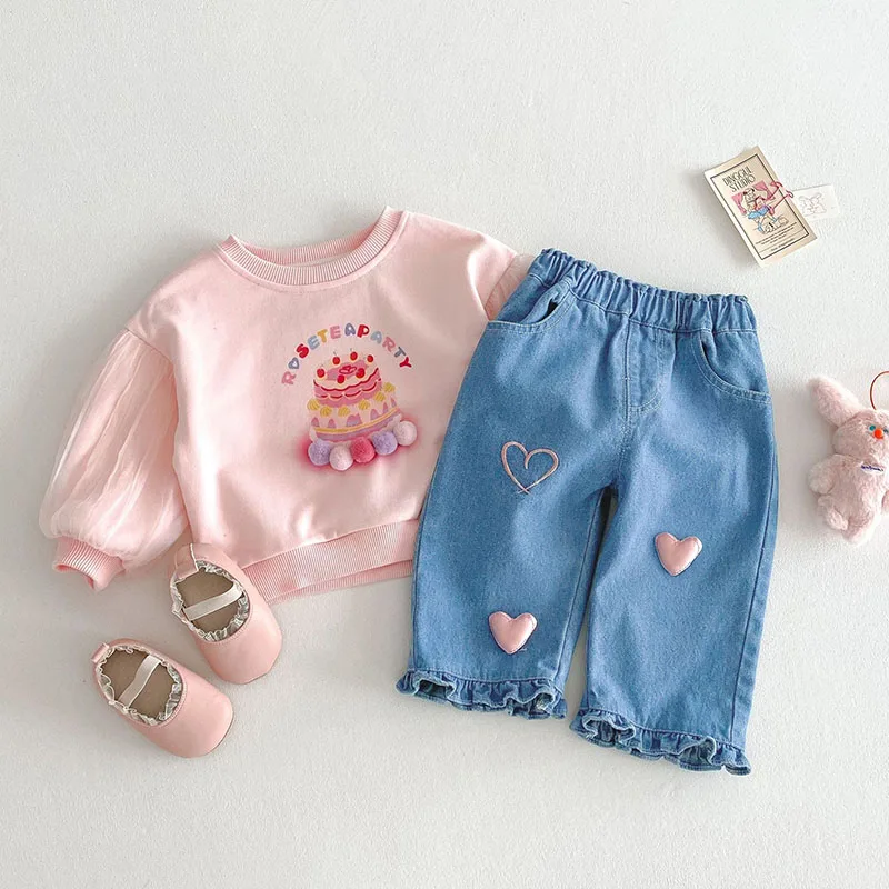 Cute Denim Blue Kids Jeans for Girls