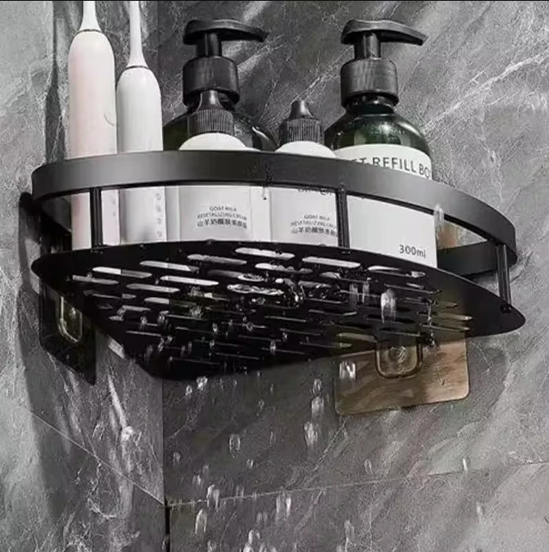 Bathroom Storage Rack No Drill Shelves Wall Mount Corner Shelf Shower Holder For WC Shampoo Organizer Bathroom Accessories 3
