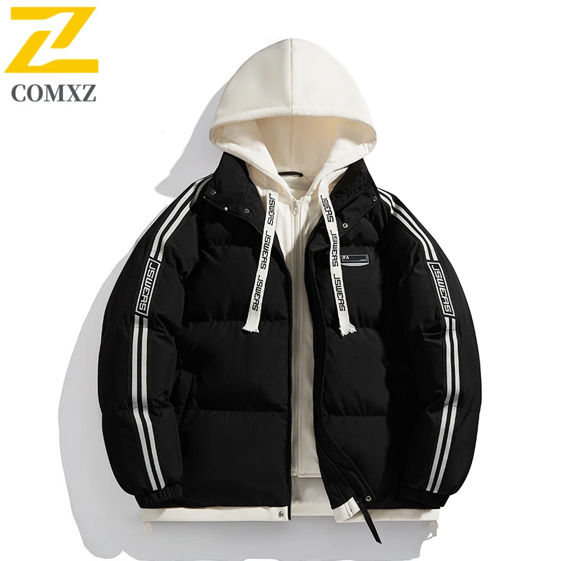 COMXZ 2025 New Men's Hooded 2-in-1 Jacket Autumn Winter Windproof Waterproof Thickened Warm Cotton Outerwear for Daily Outdoor​