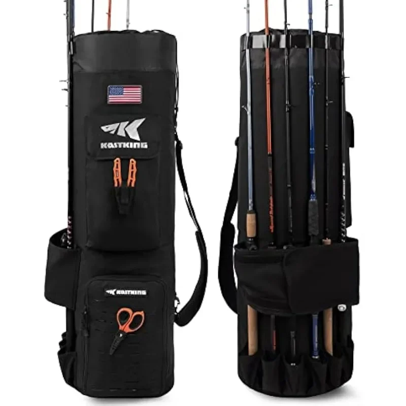 

Karryall Fishing Rod Bag,81L Large Storage Water-resistant Rod Case Holds 6 Rods & Reels,Foldable Fishing Bag