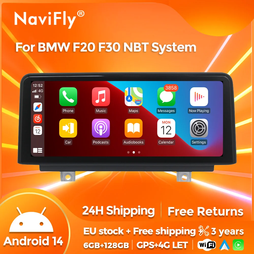 Linux-System EU-Store Kabelloses Carplay Android Auto Multimedia-Display für BMW 1 2 3 4 Serie F20 F21 F22 F30 F31 F32 F33 F34 F36 4G LTE BT5.0