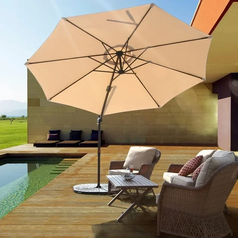 Patio Umbrella 10Ft Cross Base Crank Easy Tilt 360&deg; Rotation Outdoor Cantilever Offset