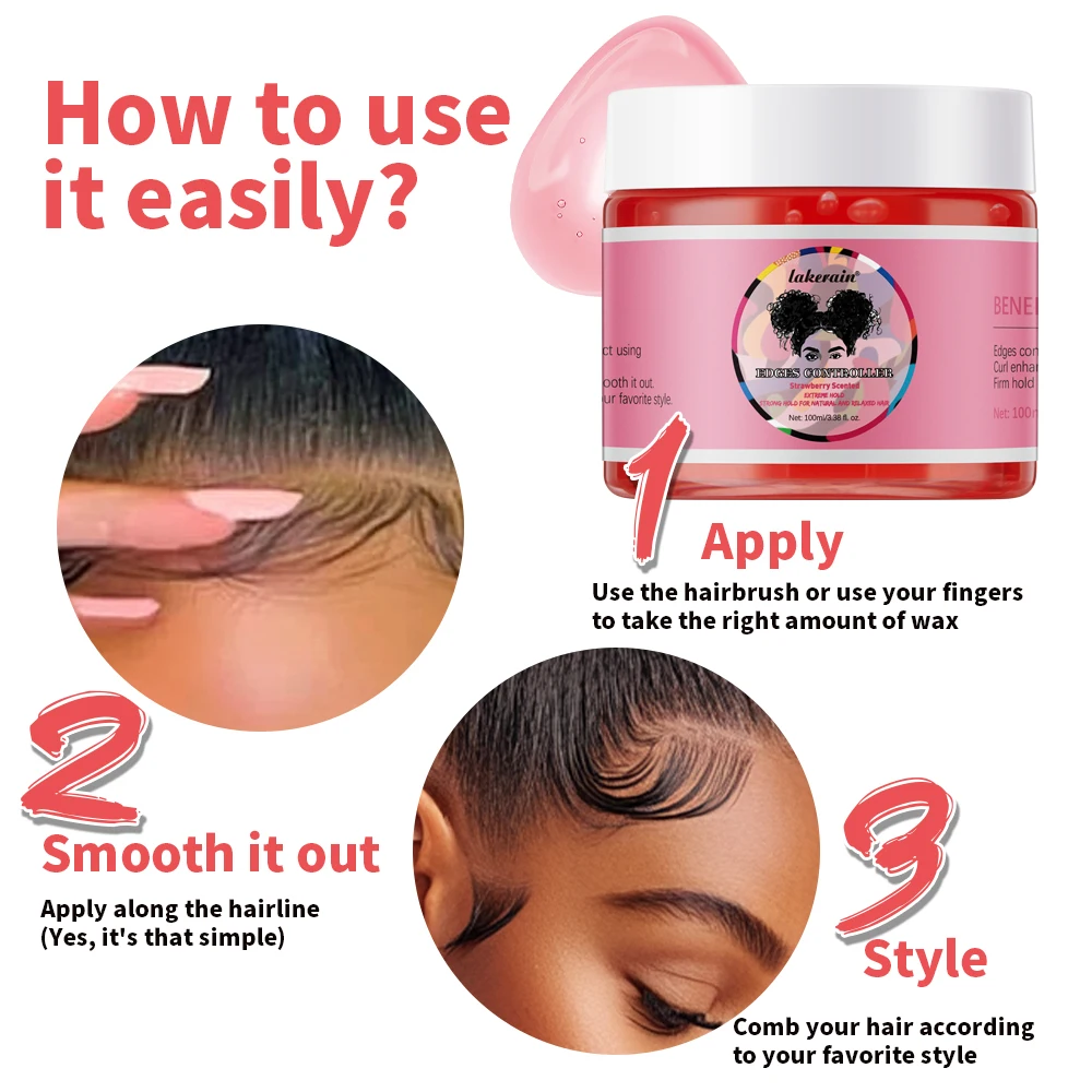 Edge Control Wax Women Strong Hold Non-greasy Edge Control Smoother Tamer Wax Styling Tamer Black Hair