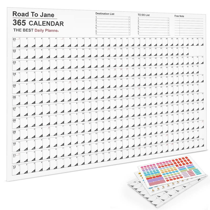 Universal Calendar 2024 Daily Schedule Planner Sheet Cute Wall Calendar Yearly Weekly Annual Planner To Do List Office Supplies 2024 desk calendar cute panda coil calendar book 365 days schedule agenda organizer daily to do list home office supplies