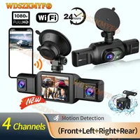 WIFI 360° Car Camera 4Lens 1080P Dash Cam Video Recorder 24H Parking Monitor Car DVR Rear View Camera Night Vision Black Box
