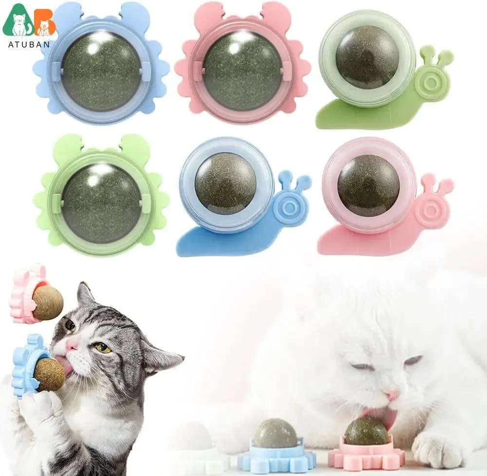 

ATUBAN Catnip Balls,Catnip Ball for Cats Wall Edible Kitten Silvervine Toys for Cats Lick,Cat Energy Ball Cute Cat Toy