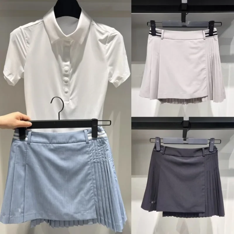 

Korean Golf Suit 24 Summer Women's Irregular Ruffled Half Skirt Short Skirt New Slim Fit and Slimming Hundred Pleated Skirt