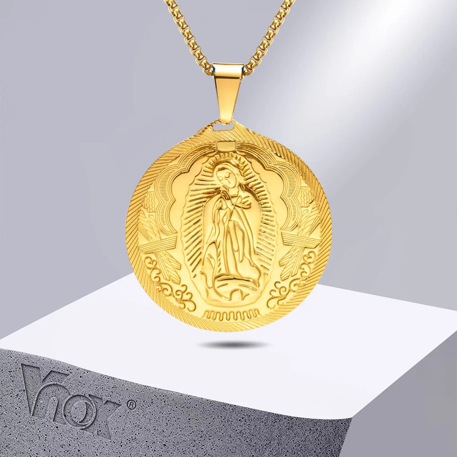 18K Gold Plated Virgin Mary Necklace - Virgen De Guadalupe Mother Mary Our Lady of Guadalupe Pendant Amulet for Women Jewelry Gift