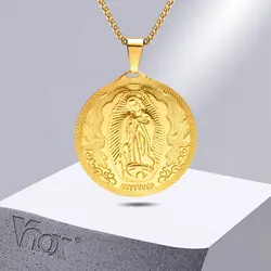 Gold - Tone Virgin Mary Pendant Necklace, Stainless Steel Religious Jewelry Gift - 60cm