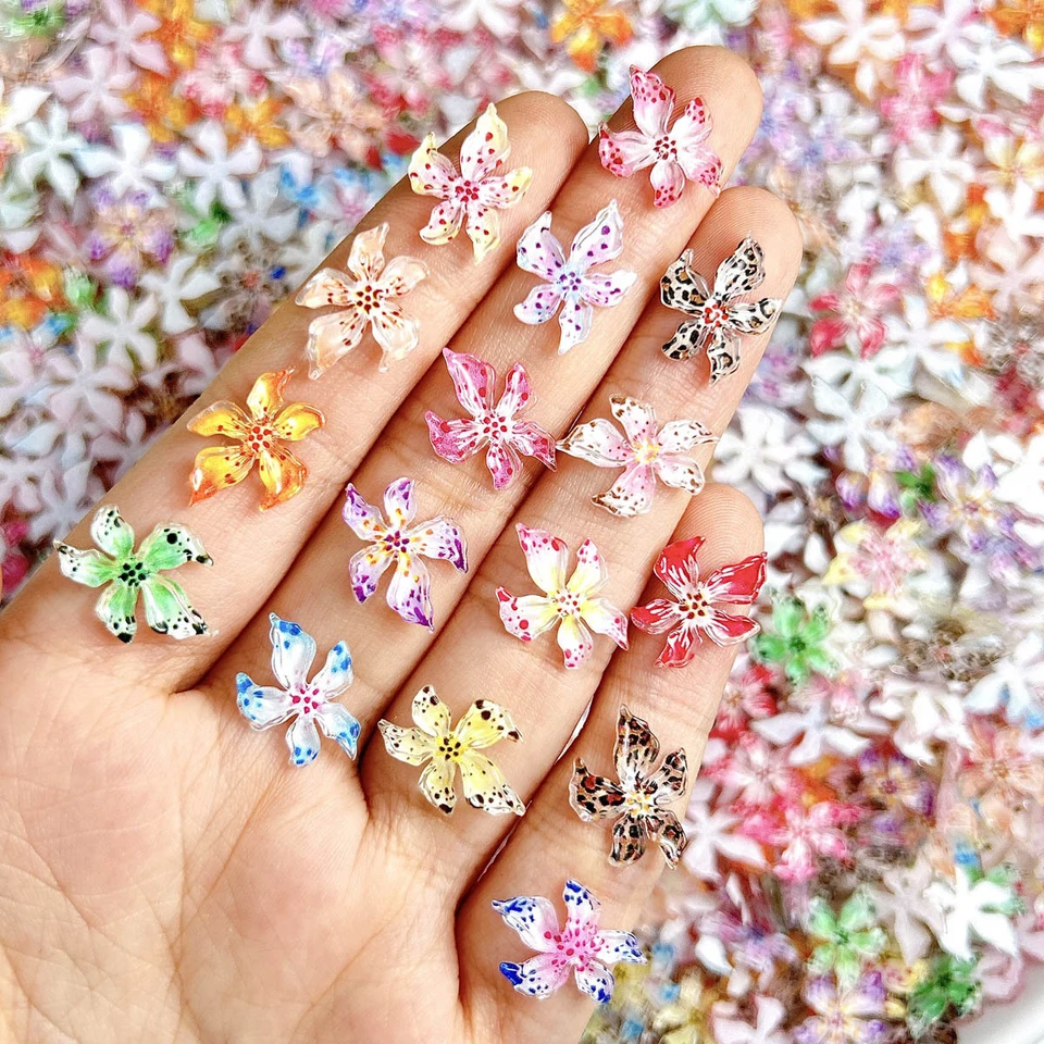 50 個フラワーネイルアートチャーム 3D ハワイの花ネイルライン