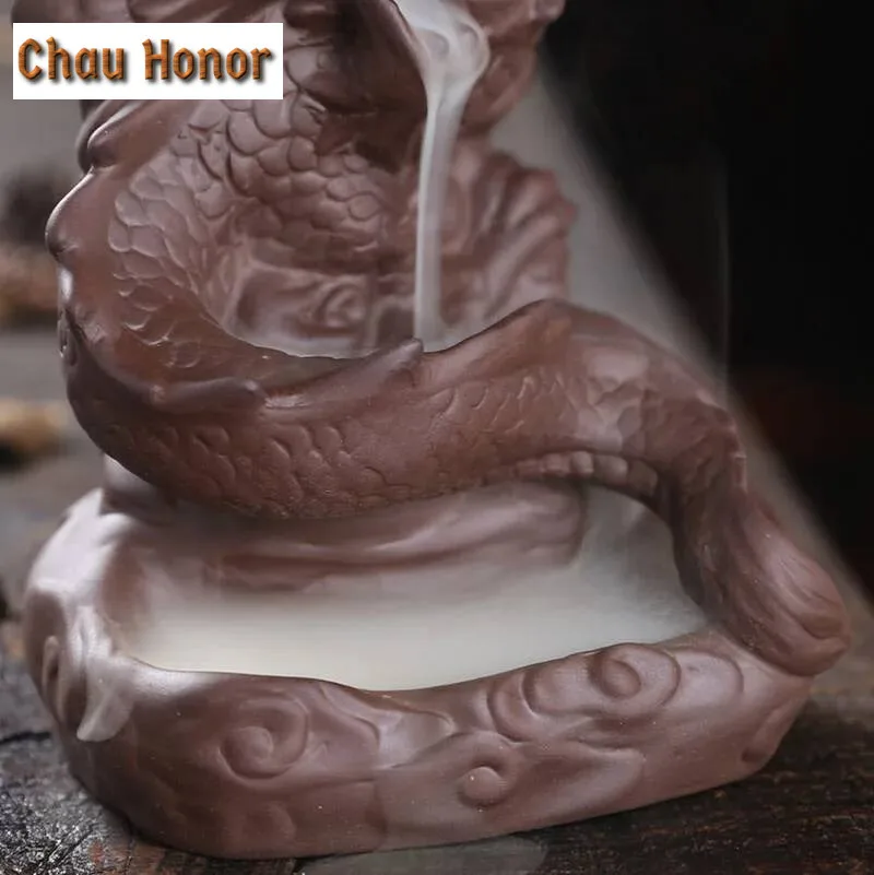 Large Yixing Clay Dragon Smoke Backflow Incense Burner Tea Ceremony Decoration Creative Incense Burner Dragon Home Living Decor