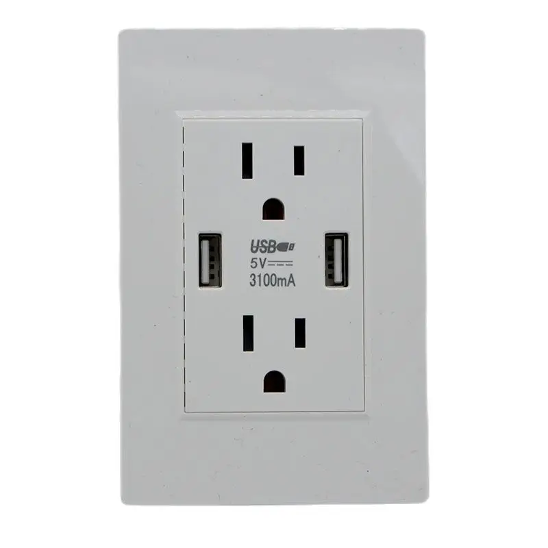 

10 шт., настенные розетки с двумя USB-портами, 15 А, 5 В, 3,1 А