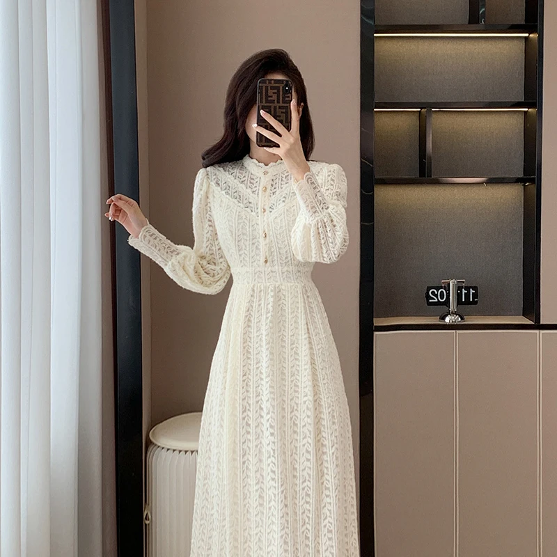 Spring Autumn Fashion Popular Sweet Slim Lace Dress High-grade 