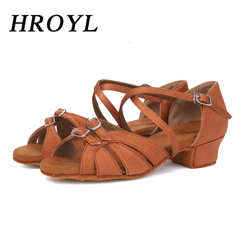 Children's Dance Shoes Girls Women Latin Dance-shoe Ladies Ballroom Modern Tango Dancing Performance Shoes Rhinestone Buckle