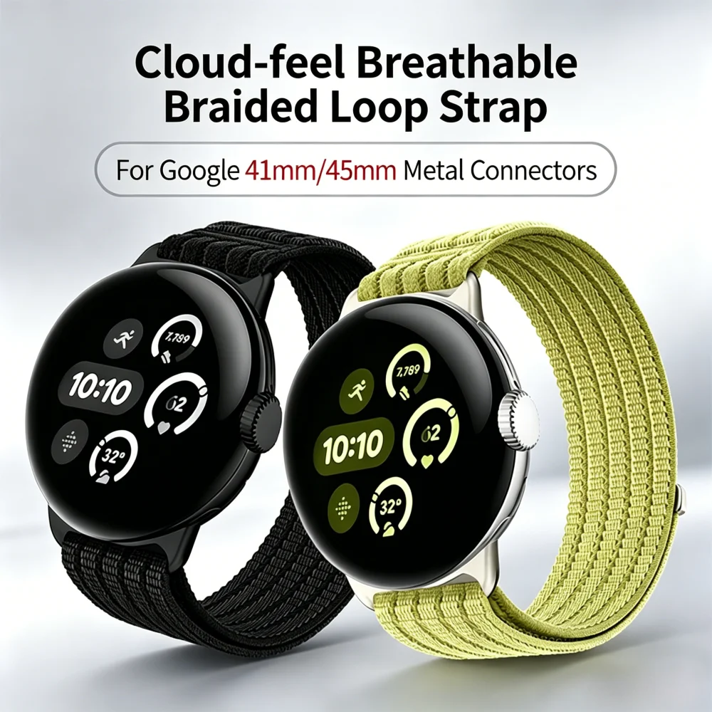 Breathable Nylon Braided Watch Band - Sport Wristband Strap, 41mm/45mm Bracelet