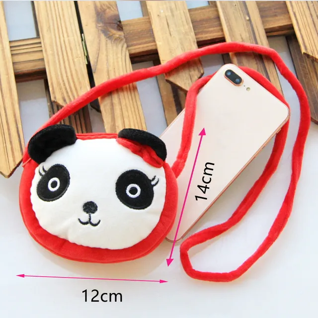 Lovely Children Coin Purse Cartoon Plush Messenger Bags Cute Animal Panda Cat Rabbit Fluffy Baby Kid Kindergarten Cross-Body Bag 2