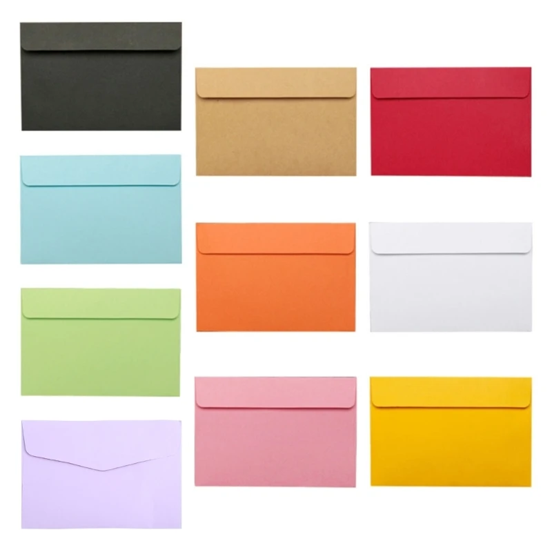 

Set of 10 Retro Kraft Paper Envelope Papers Postcard Invitation Letter Cash Bag Vintage Colored Envelope