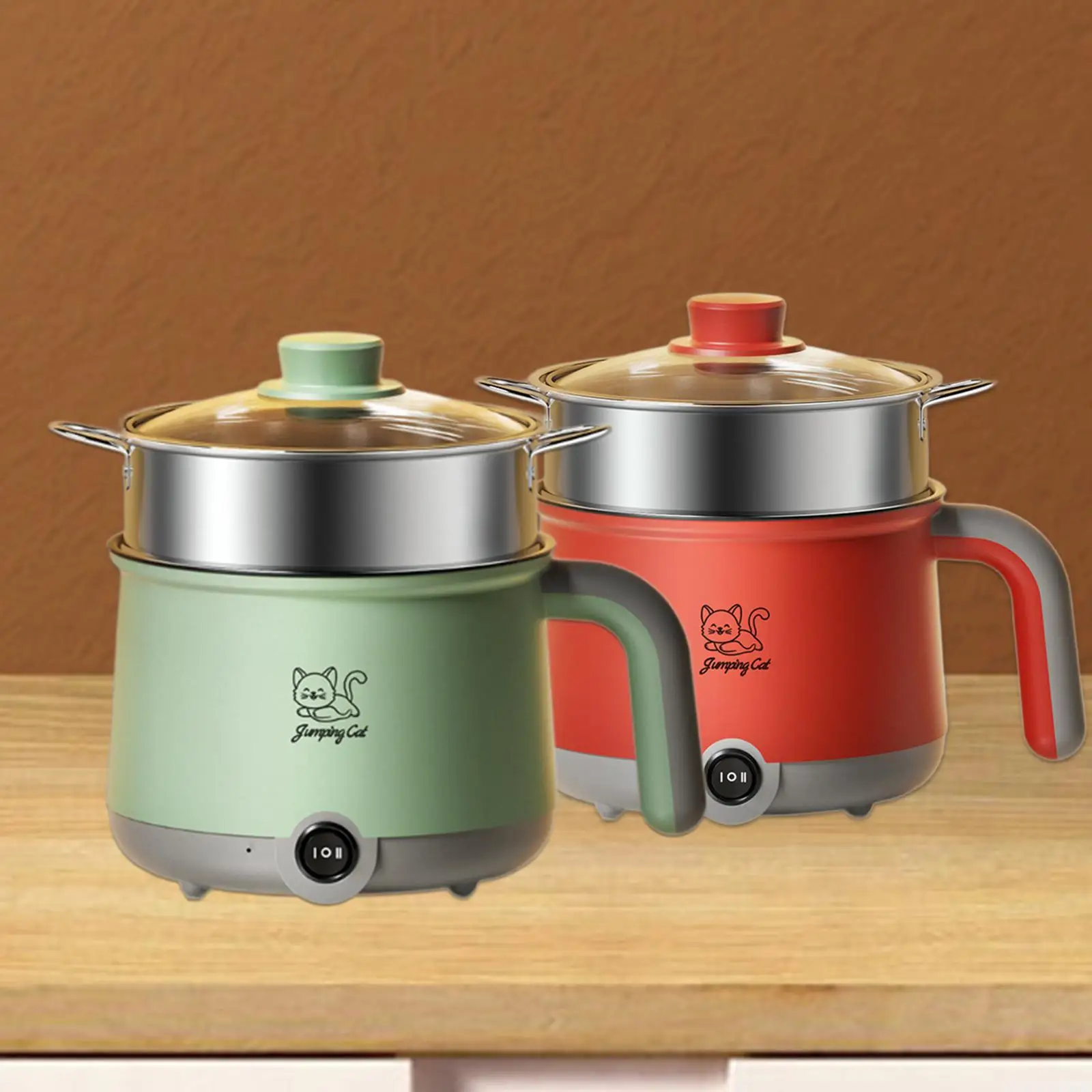 Electric Hot Pot with Steamer Non Stick Saute Pan Cooking Pot Rapid Noodles Electric Pot for Fried Rice Pasta Ramen Soup Oatmeal 3