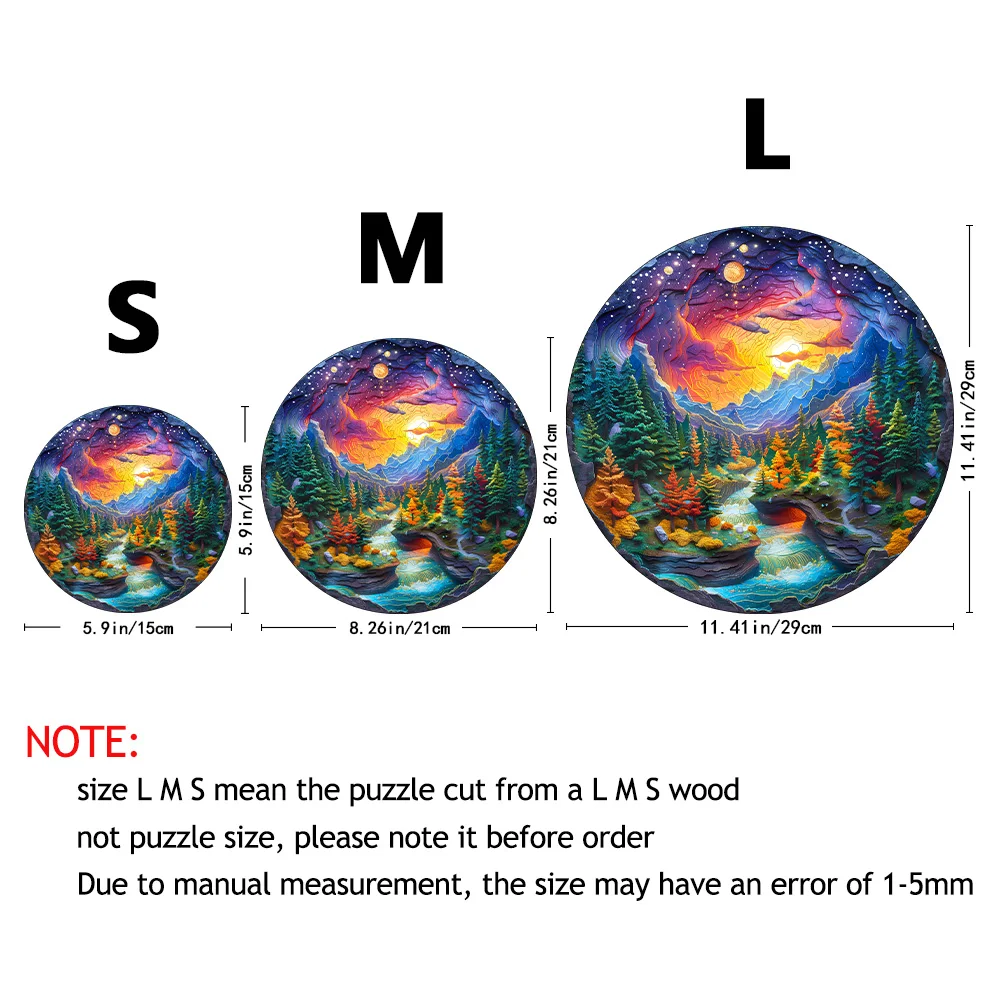 Wooden Puzzles for Adults, Visual 3D Sunset Forest Wooden Jigsaw Puzzles, Wood Puzzles Adult, Unique Animal Shape Wood Cut Puzzl 5