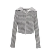 Tonngirls Y2k Japanese Hoodies Women Long Sleeve Striped Sweatshirt Streetwear American Striped Hoodies With Zipper E-girls - Image 6