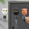 1/3PCS Magnetic Owl Key Holders Self Adhesive Magnets Hold Keychain Key Hanger Hooks Will Open Eyes Home Wall Decorative Hooks 4