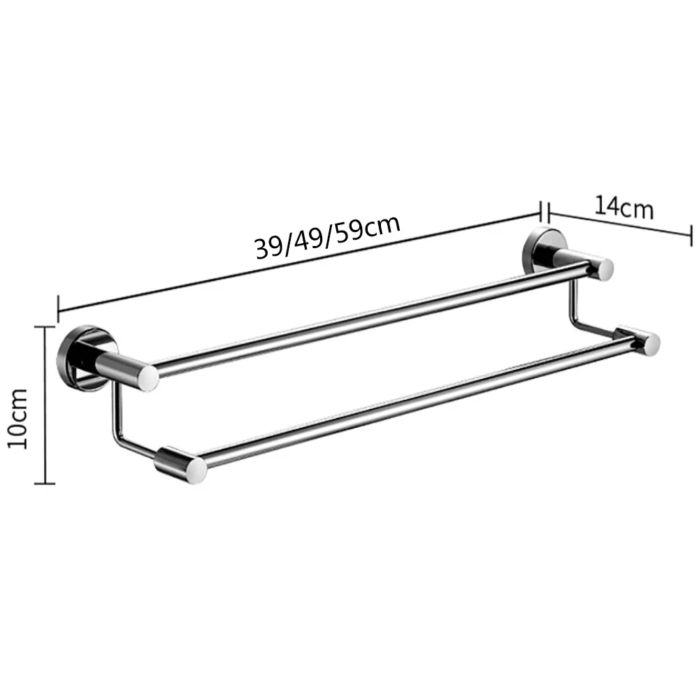 304 Stainless Steel Towel Bar Double Ladder Rod Mirror Chrome Rack Wall Mount Hanger Shower Rail Bathroom Holder towel rack towel holder bathroom facilities
