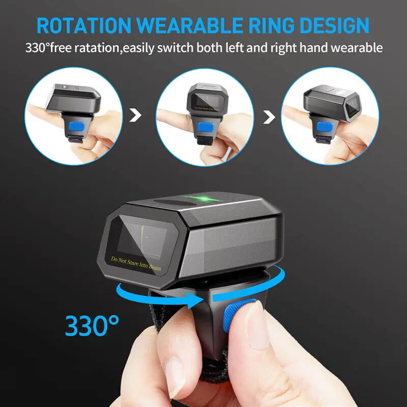 

Jooytec Finger Trigger Button 1D 2D Ring Barcode Scanner Bluetooth 2.4G USB Wired Connection QR Code Reader Support Windows iOS