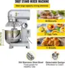 30Qt Commercial Food Mixer with Timing Function， Commercial Mixer 1250W Stainless Steel Bowl Heavy Duty Electric Food Mixer 3