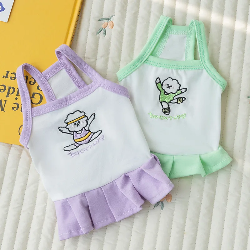 

Cartoon Character Dog Clothes Summer Teddy UV Protection Clothes Pet Ballet Suspender Puppy Dress Cute Pleated Skirt XS-XL