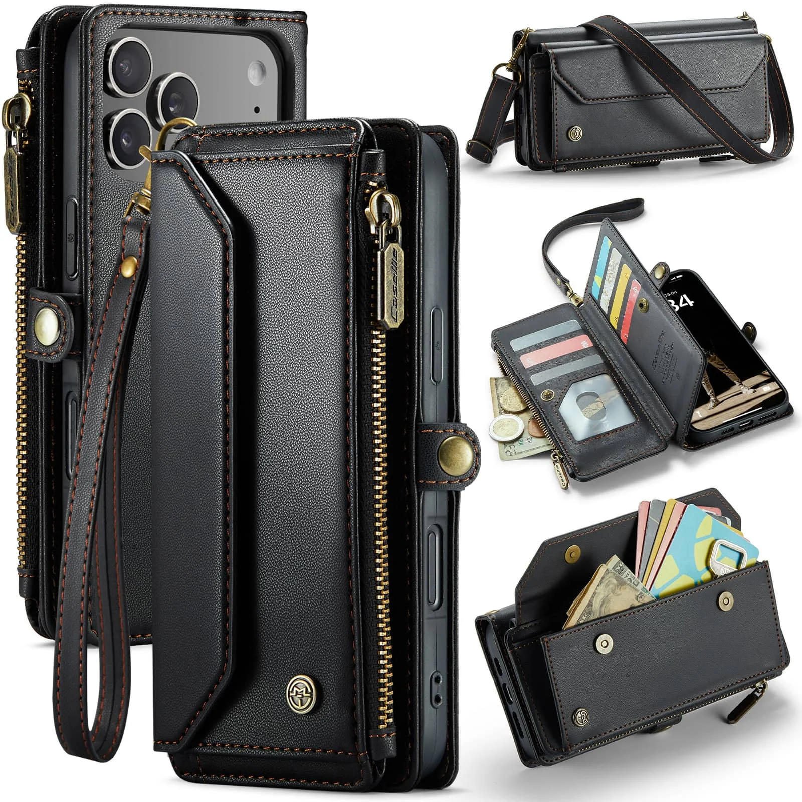 Elegant PU Leather Crossbody Wallet Case with RFID Blocking and Multi-Card Slots