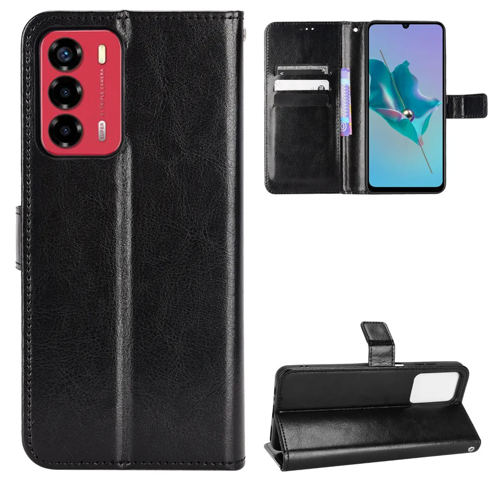 Funda con tapa de lujo para ZTE Blade A53 Pro, Cartera de cuero PU