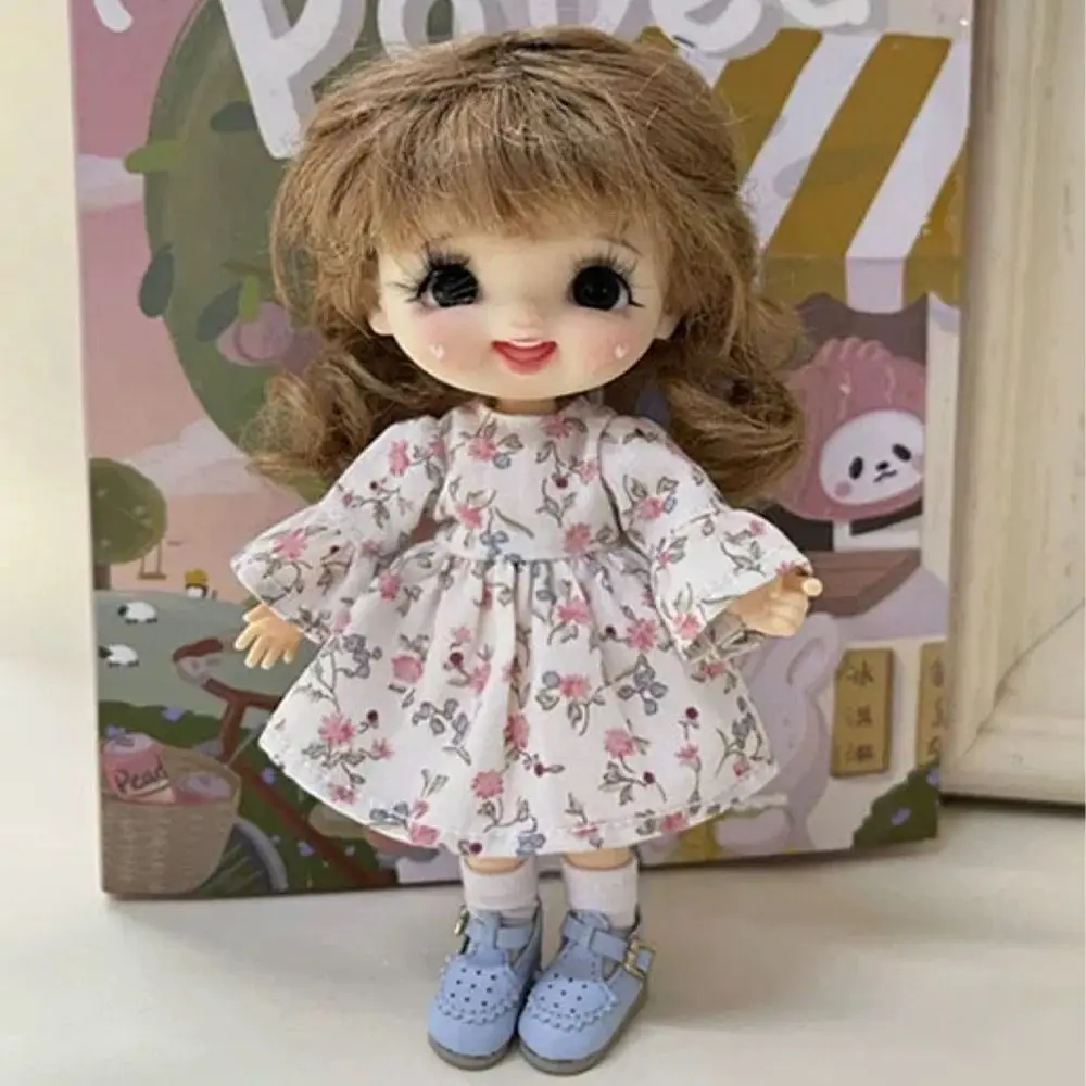 Cotton Printed Doll Dresses Short Sleeve Accessories