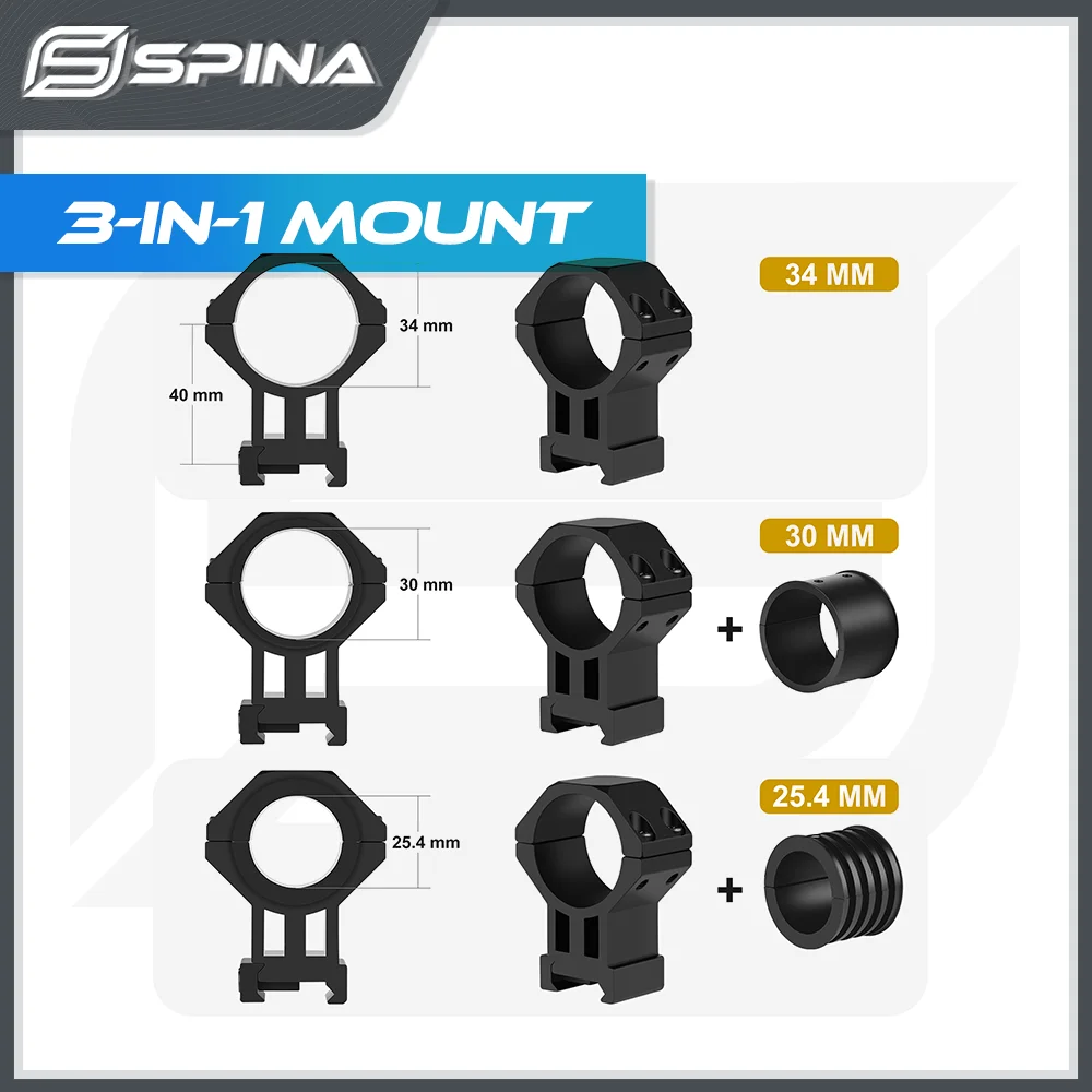 

SPINA OPTICS Three-In-One 25.4mm/30mm/34mm Tube Riflescope 20mm Rail Picatinny Mount Rifle Scope Sight Accessories