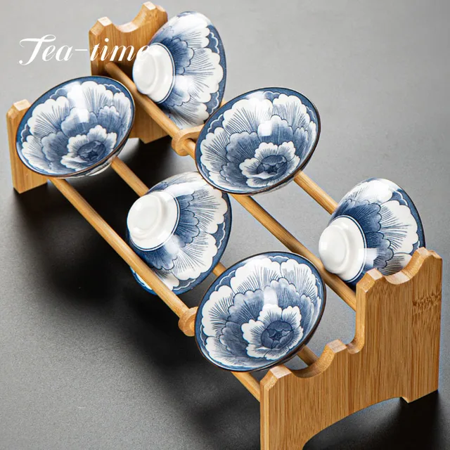 85 Ml Retro Kék És Fehér Porcelán Kúp Teáscsésze Méretezés Elleni Kézzel Festett Kerámia Tea Tál Utazási Meditációs Csésze Kínai Teakészlet - Image 6