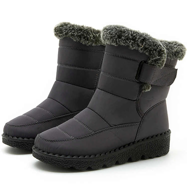Women Winter Boots - Korean Style Mid Calf Snow Boots With Fur Lining & Waterproof Design